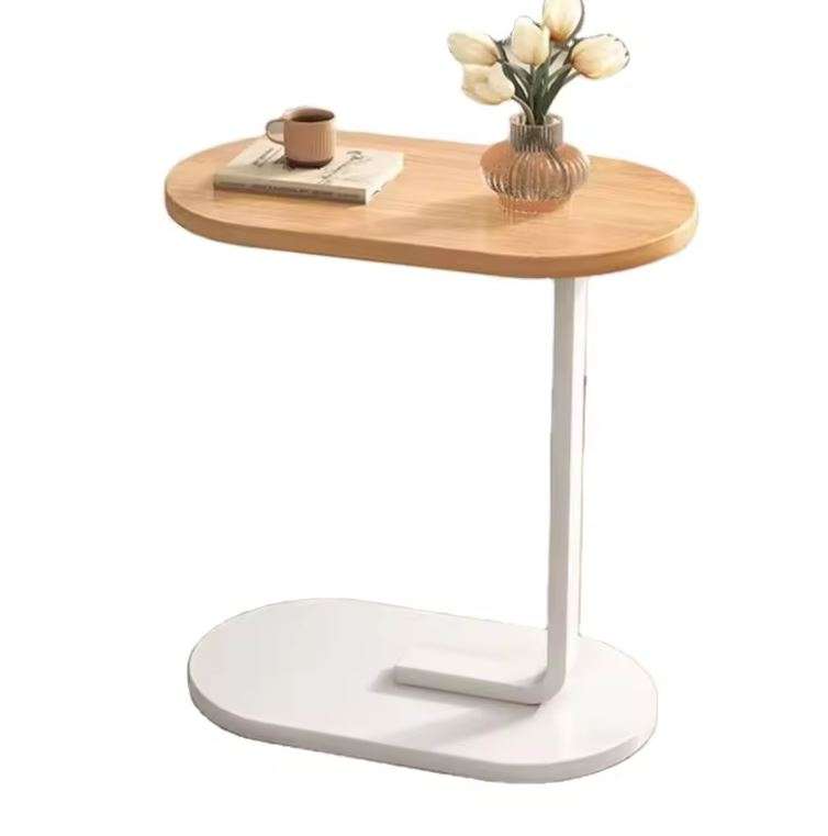 C-Shaped Side Table  Modern Narrow Coffee Table with Metal Frame for Small Spaces