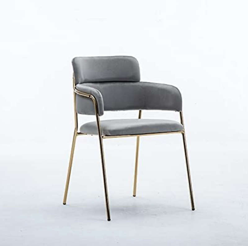 Nordic Dining Chair Lounge Chair Single Metal Fabric Restaurant Dining Chair Designer Cafe Dressi...
