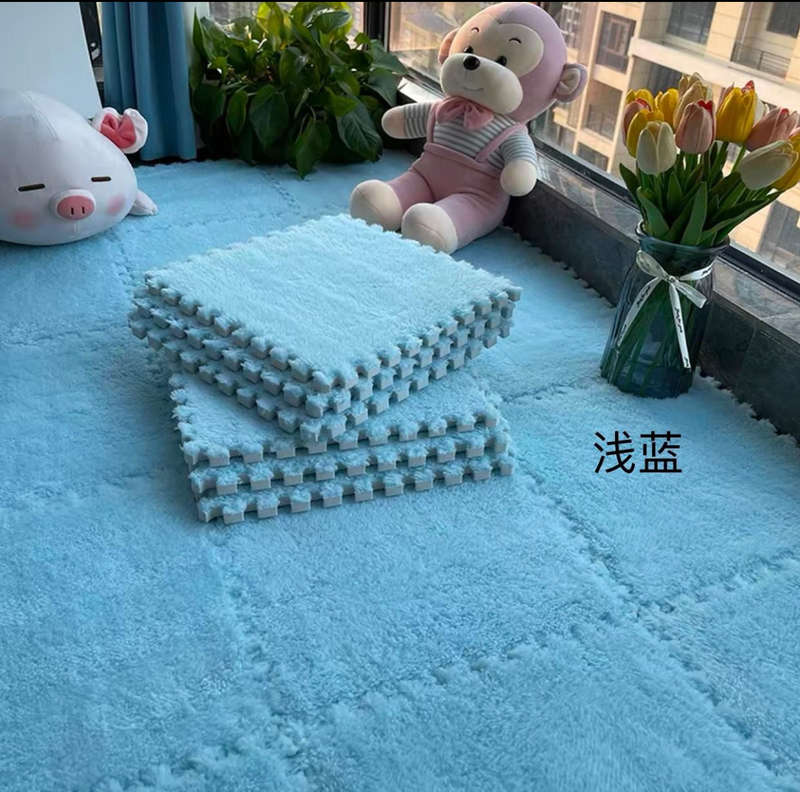 Plush Crawling Mat Interlocking EVA Foam Floor Tiles Puzzle Foam Mat Anti-Slip Carpet for Childre...