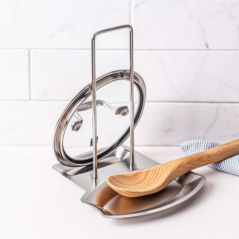 Stainless Steel Pan & Pot Lid Holder  Spoon Rest & Lid Stand