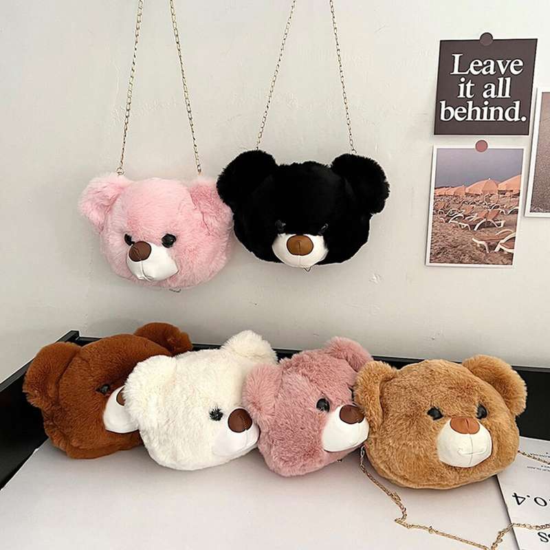 Cute Soft & Fluffy Teddy Bear Sling Bag For Girls Assorted