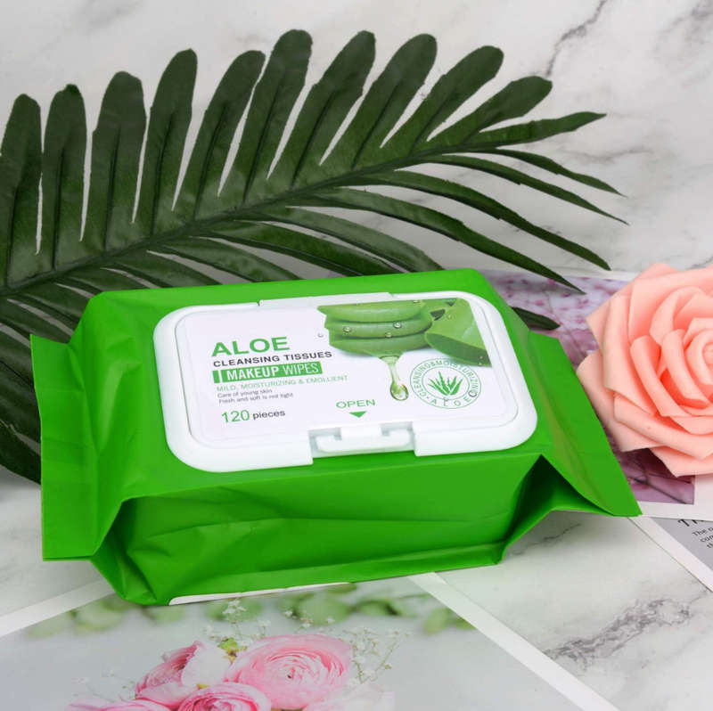ALOE Soft Cotton Wet Wipes Facial Cleansing Towel, Mild, Moisturizing, Emollient, Non-woven Makeu...