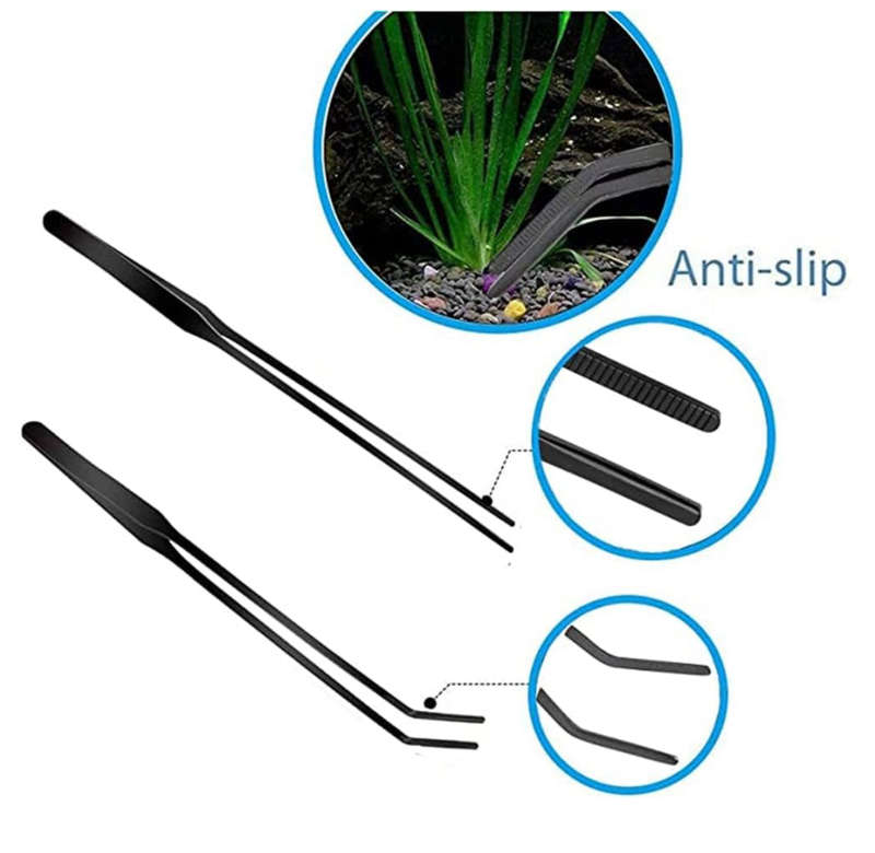 MHome Aquarium Scissor 4 in 1 Stainless Steel Aquatic Plants Aquascaping Tools Set Black