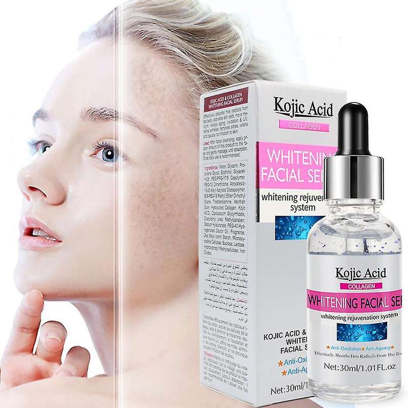 Kojic Acid Collagen Whitening Face Serum Lighten Spots Brightening Facial Skin Essence Fade Dark ...