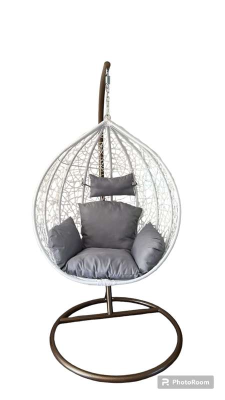 Single Seater Swing Chair With Stand and cushions(grey)