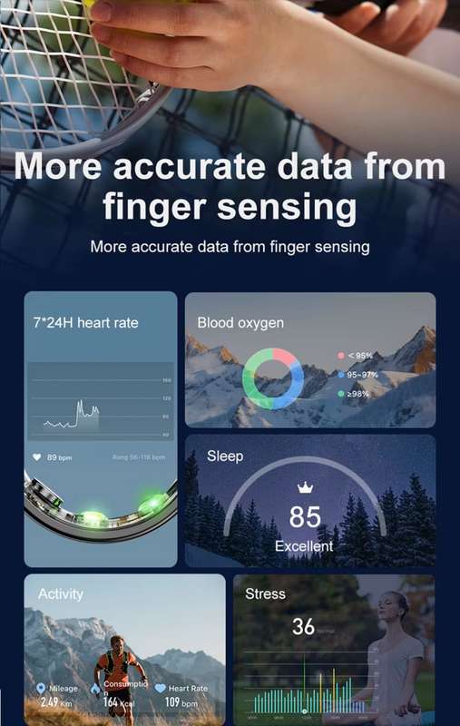 SENBONO Smart Health Ring R03 With Blood Oxygen Heart Rate Sleep Tracking Wearable Electronic Sma...