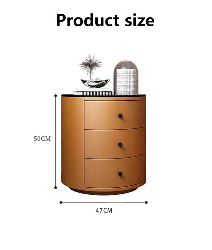 Round Bedside Table Smart Intelligent Audio Password Fingerprint Lock Wireless Charging Leather W...