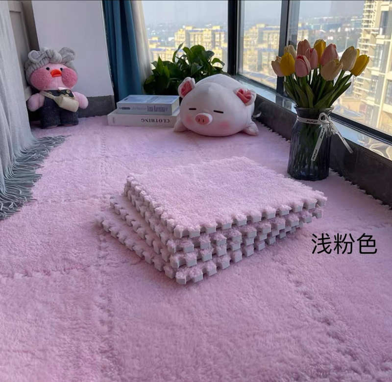 Plush Crawling Mat Interlocking EVA Foam Floor Tiles Puzzle Foam Mat Anti-Slip Carpet for Childre...