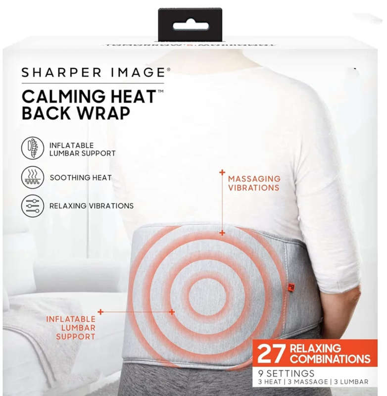 Calming Heat Back Wrap Deluxe by Sharper Image- Cordless Electric Back Heating Pad, Inflatable Lu...