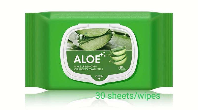 ALOE Soft Cotton Wet Wipes Facial Cleansing Towel, Mild, Moisturizing, Emollient, Non-woven Makeu...