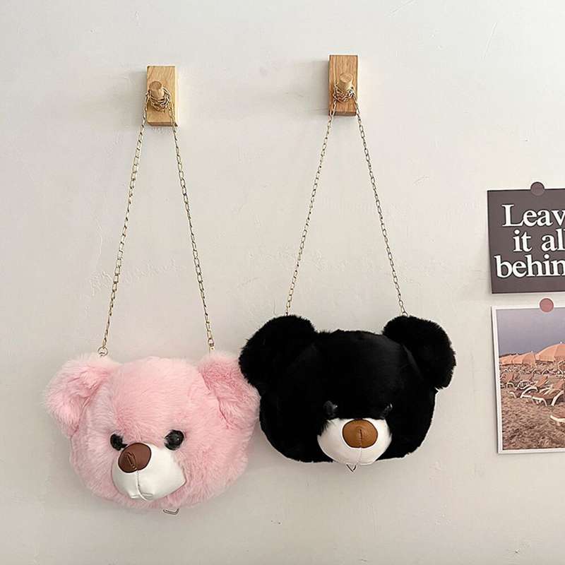 Cute Soft & Fluffy Teddy Bear Sling Bag For Girls Assorted