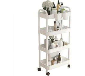 MHome 3/4-Tier Rolling Storage Cart with Wheels  Space-Saving Utility Trolley