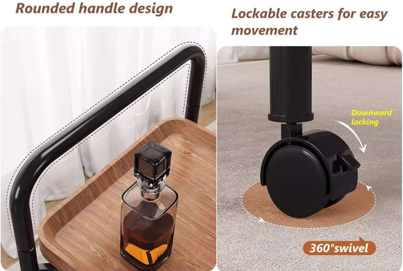 Storage Trolley Cart Removable Side Table with Wheels Multifunctional Storage Organizer for Kitch...