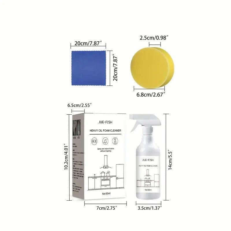 60ml Splash Foam Spray Heavy Oil Stain Remover, Grease & Dirt Foam Cleaner for Kitchen, Tub, Show...