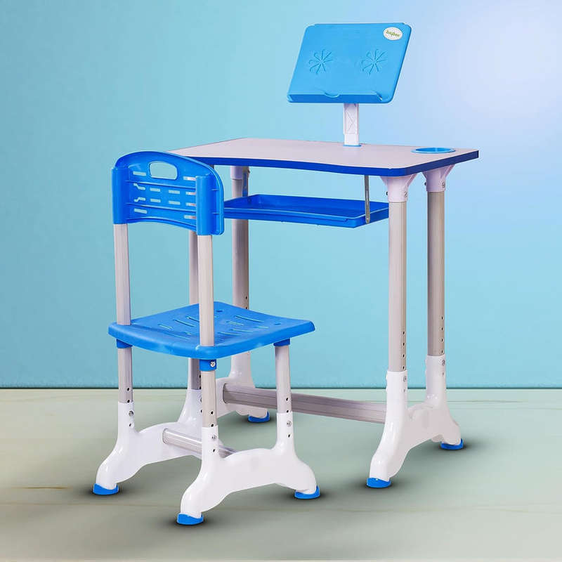 Study Desk and Chair Set Height Adjustable Children's Desk and Chair Set  Desktop with Reading Stand