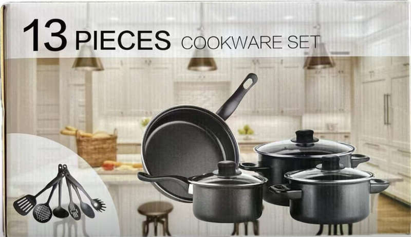 MHome Non-Stick Cookware 13pc Various Colour Options