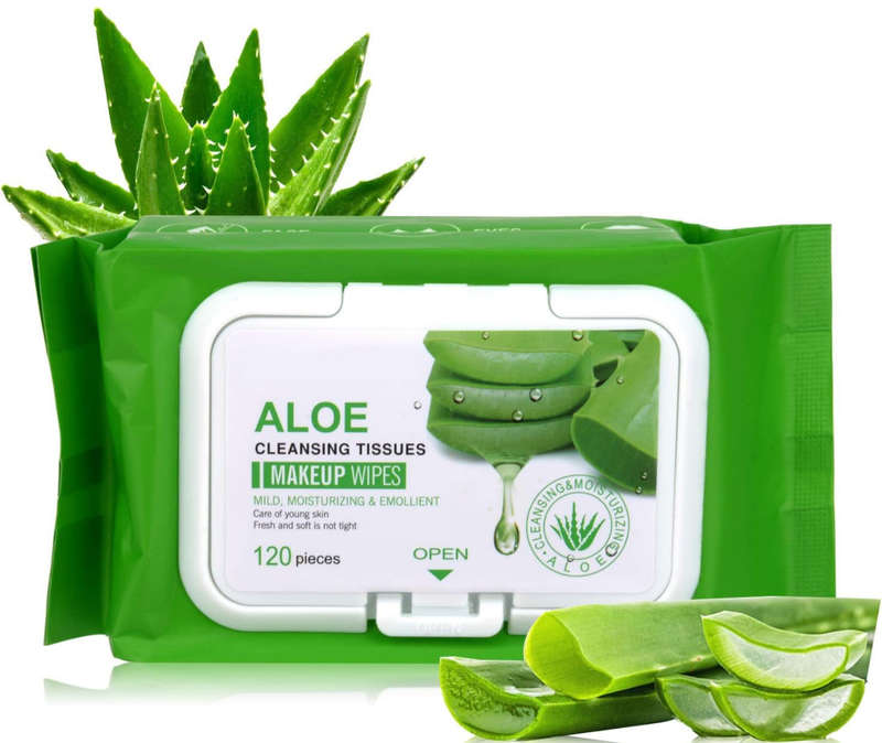 ALOE Soft Cotton Wet Wipes Facial Cleansing Towel, Mild, Moisturizing, Emollient, Non-woven Makeu...