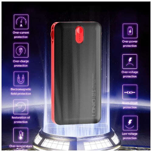 LDNIO PQ24 - 20000mAh Power Bank with Built-in Cables - 22.5W MAX - BLACK