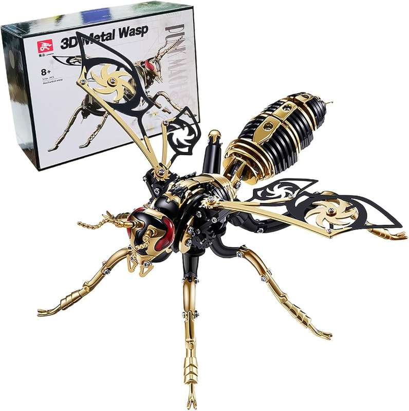 MTech 3D Metal Puzzles, Mechanical Wasp Assembly Model Kit DIY Building Blocks ST/ST For Adults