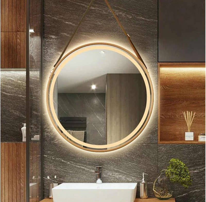 Modern Round Illuminated LED Mirror Touch Sensor With Strap 60cm - Various Options