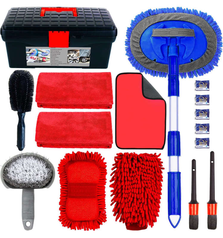 Car Wash Kit - Car Wash Mop Car Wash Cleaning Tools Kit with Car Wash Brush with Long Handle,Micr...