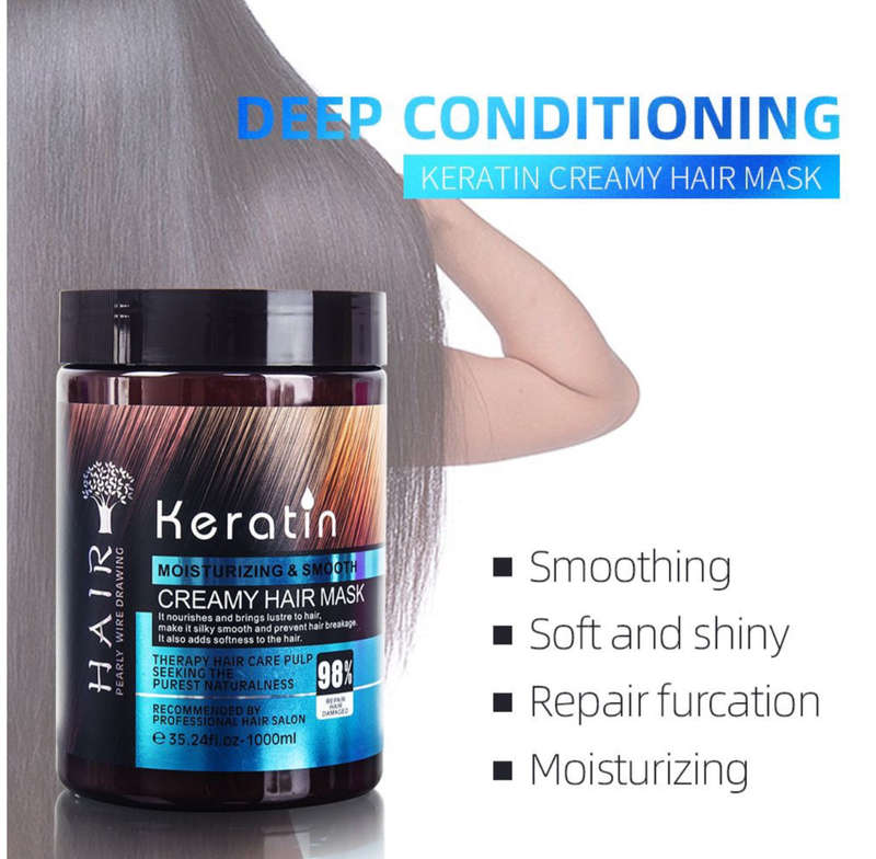 Keratin Moisturizing & Smooth Cream Hair Mask-1000ml