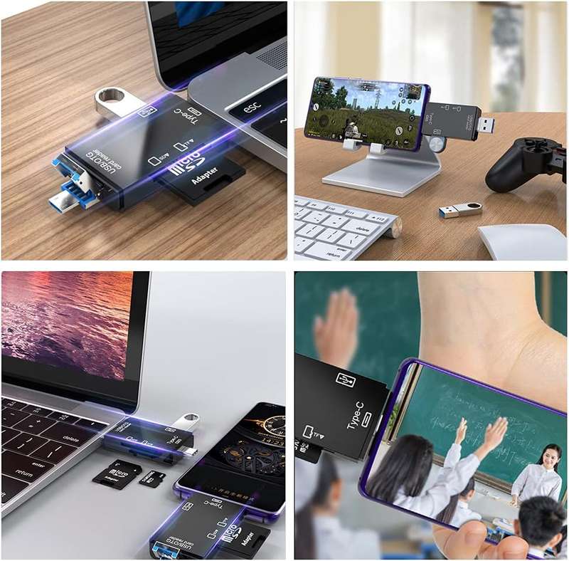 Multifunctional 6 In 1 Type C Card Reader Supports USB2+Micro USB+Type-C Inc 32G Memory Card