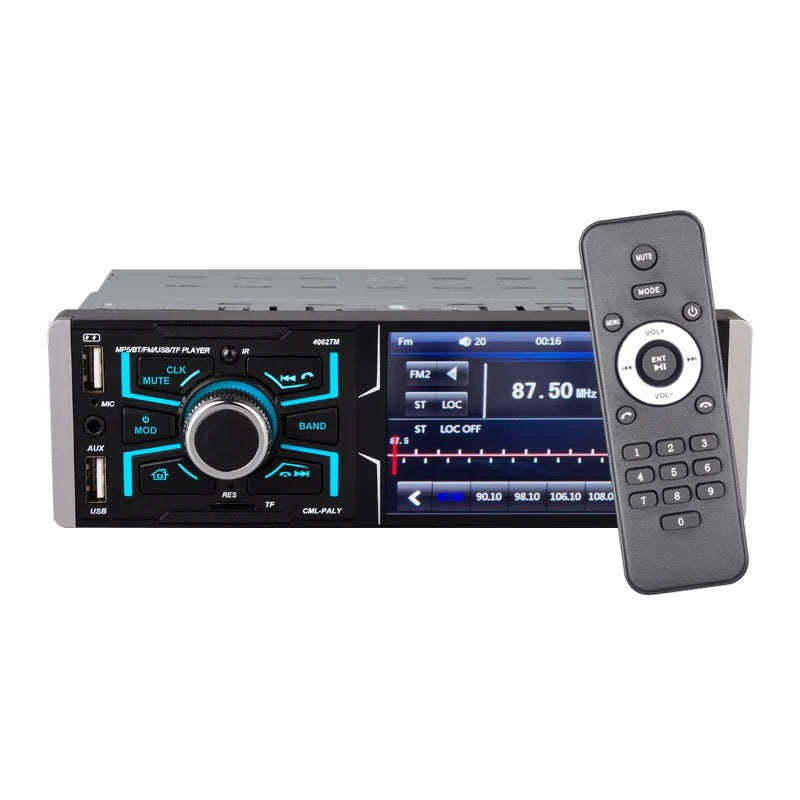 Car Stereo With Bluetooth With 4.1 Inch Touch Screen 7-color Button Light MP5 MP4 Card Host Playe...