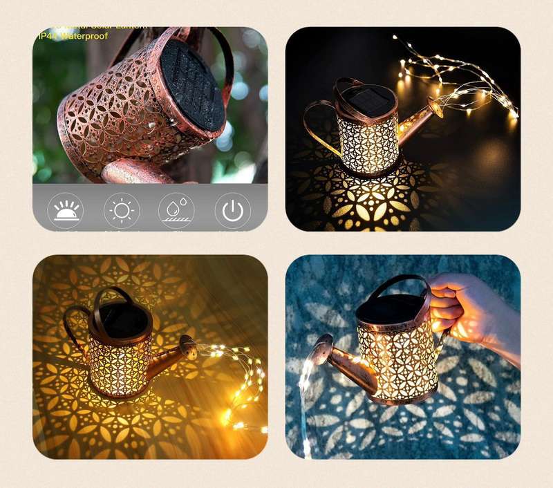 Solar Watering Can with Lights, Large Solar Lanterns Outdoor Hanging Waterproof, Decorative Retro...