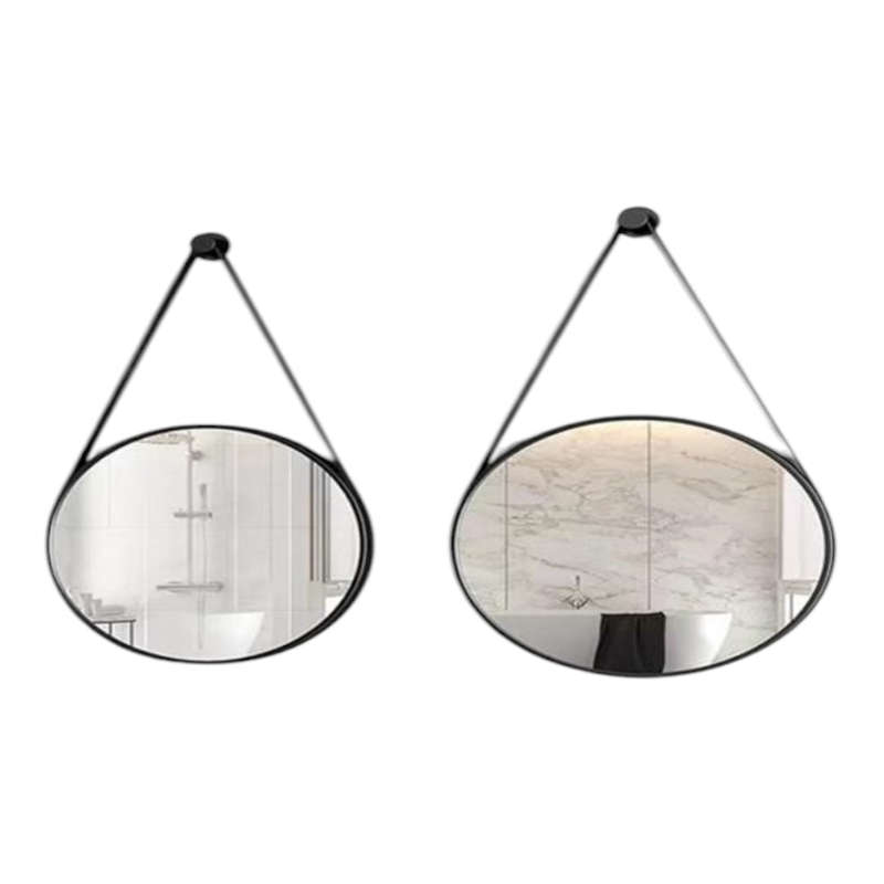 Oval Mirror With Hanging Strap Black or Gold