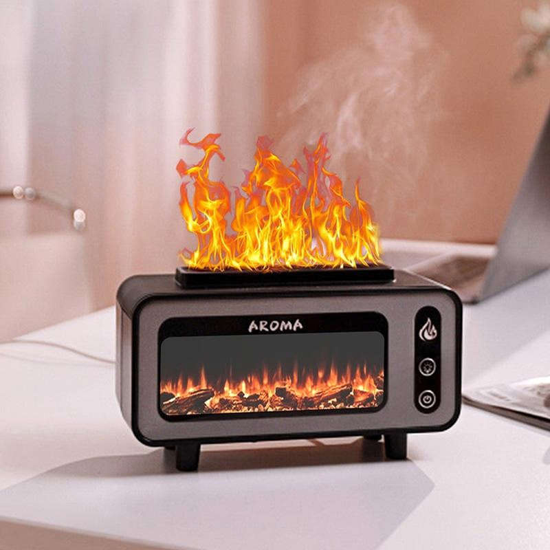 Fireplace Flame Aromatherapy Air Humidifier USB Colorful Night Light Essential Oil Diffuser 200ml
