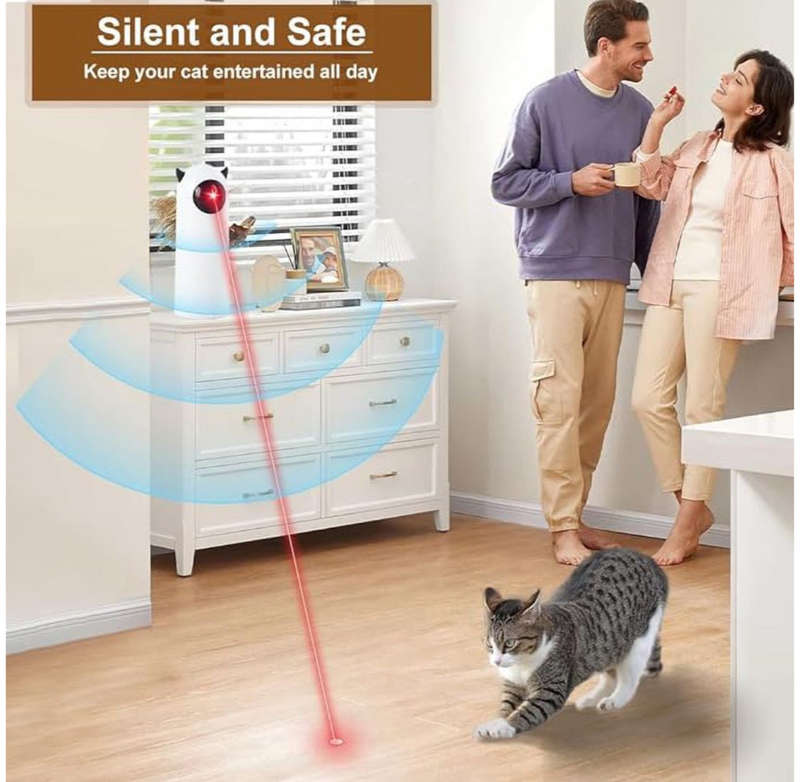 MTech Automatic Cat Laser Toy  Interactive USB & Battery Powered Pet Laser With 3 Modes, Auto ...