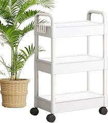 MHome 3/4-Tier Rolling Storage Cart with Wheels  Space-Saving Utility Trolley