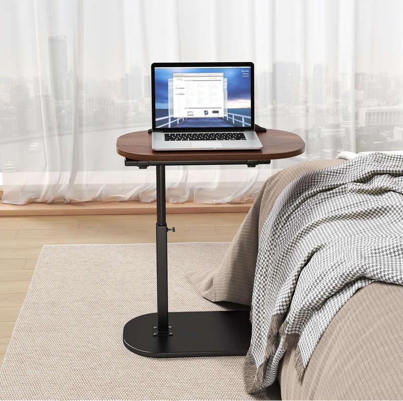 MFurn Adjustable Height C-Shaped Side Table  360° Swivel & Flip Top