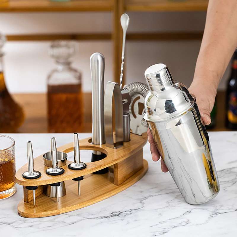Stainless Steel Cocktail Shaker Set 11 Pieces Bartender Tools Kit-550ml
