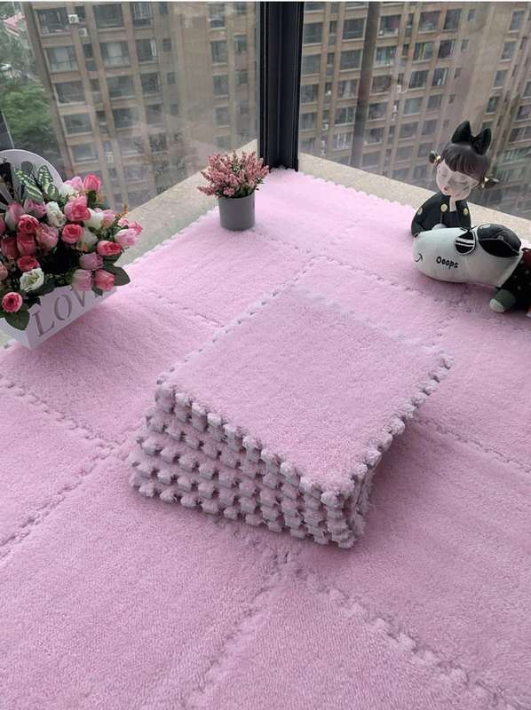 Plush Crawling Mat Interlocking EVA Foam Floor Tiles Puzzle Foam Mat Anti-Slip Carpet for Childre...