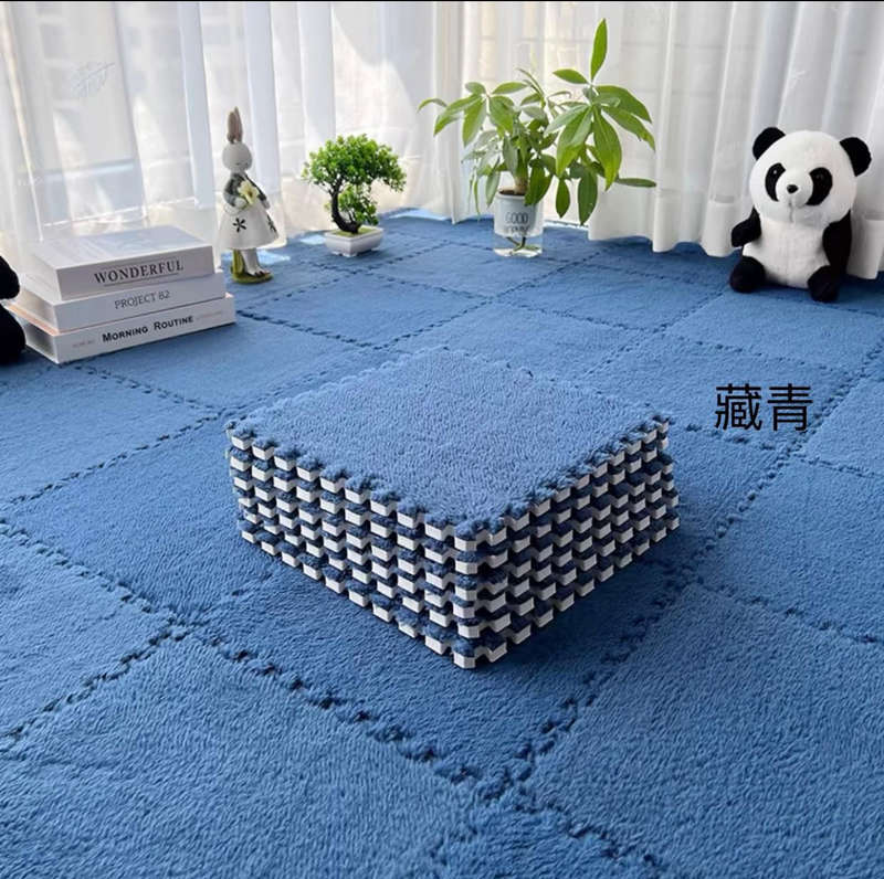 Plush Crawling Mat Interlocking EVA Foam Floor Tiles Puzzle Foam Mat Anti-Slip Carpet for Childre...