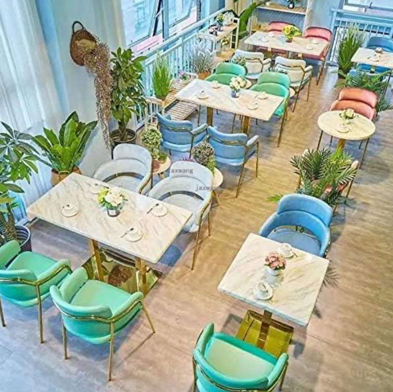 Nordic Dining Chair Lounge Chair Single Metal Fabric Restaurant Dining Chair Designer Cafe Dressi...
