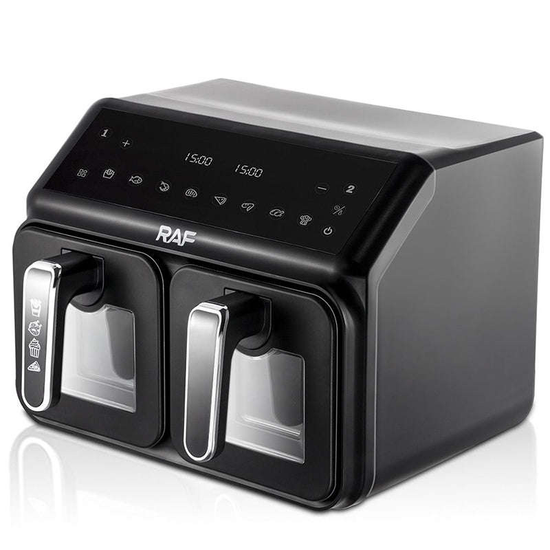RAF Two Pan Digital Air Fryer 2200W Power 9 Programs Professional Air Fryer Black Color