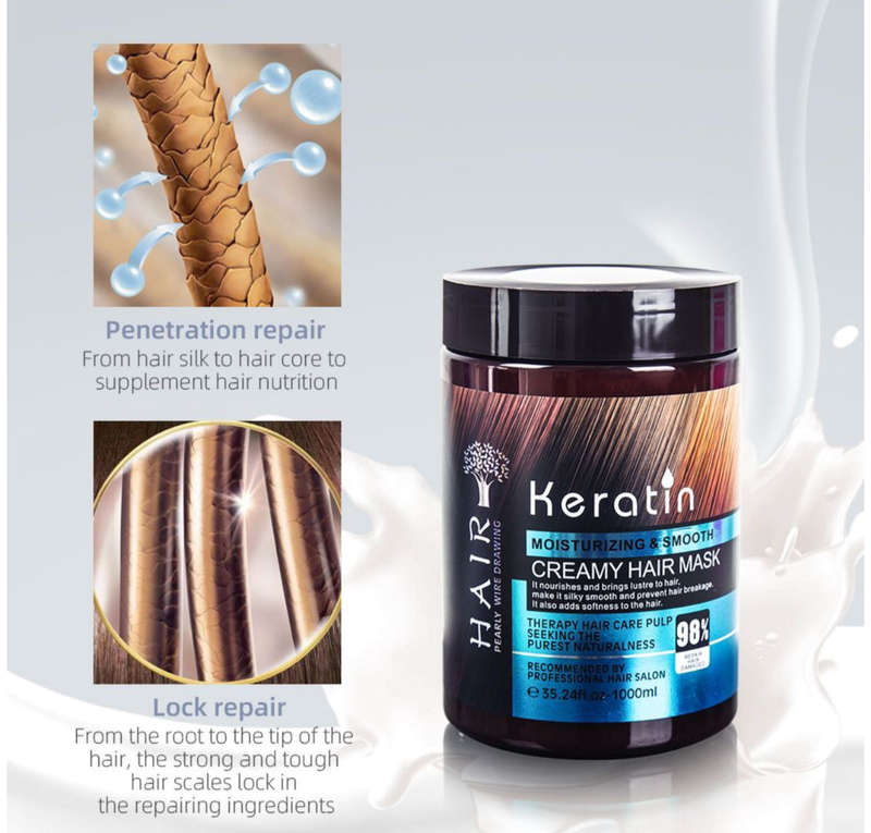 Keratin Moisturizing & Smooth Cream Hair Mask-1000ml