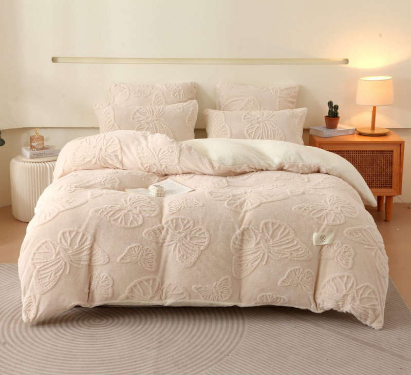 Winter Comforter Set Butterfly Geometric Pattern Queen Size
