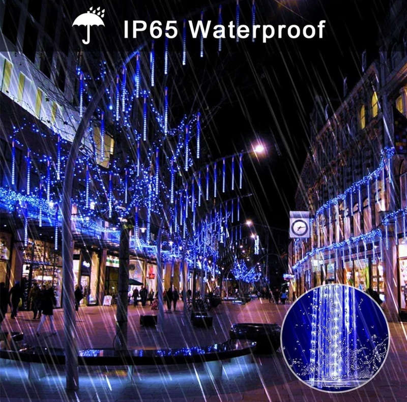 Christmas LED Meteor Shower Rain Lights 80cm 8 Tubes SMD LEDs IP65 Waterproof Rain Lights Outdoor...