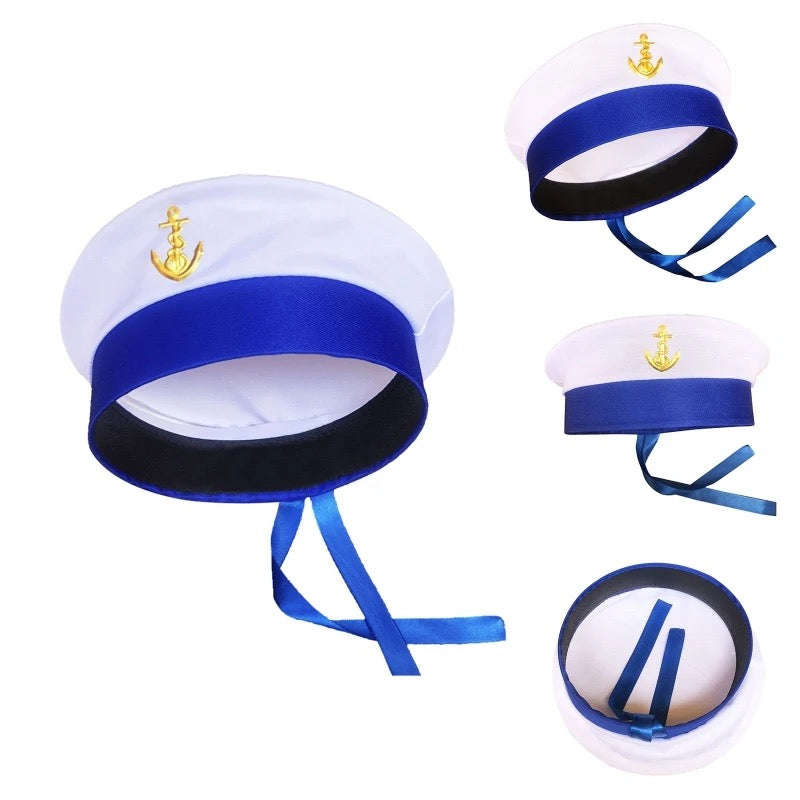 Sailor Hat Yacht Captain Hat Navy Marine Hat Adjustable Sailor Captain Costume Men Boat Navy Hat ...