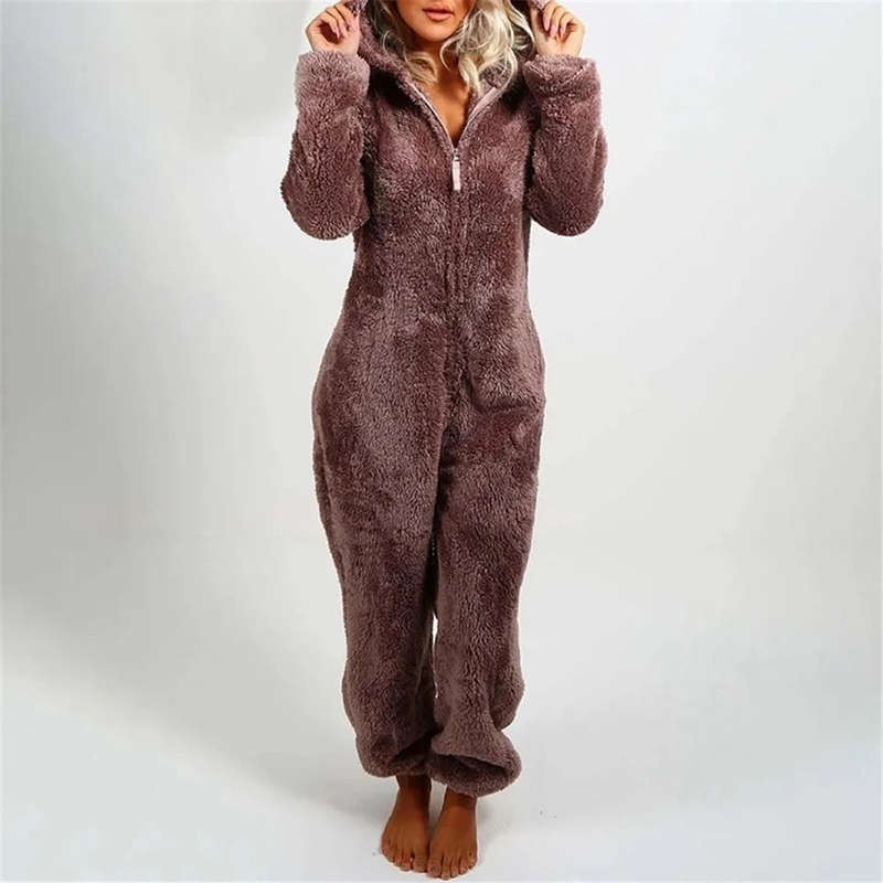 Winter Warm Onesies Sleepwear Women Long Sleeve Hooded Jumpsuit Various Colours