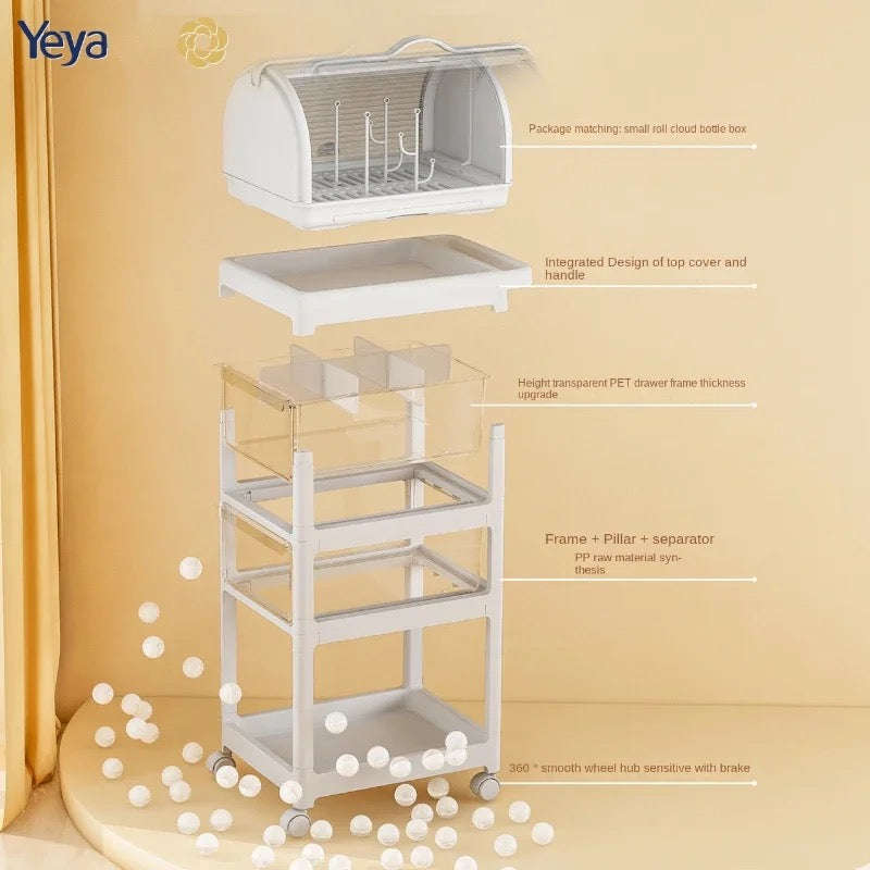 Baby Products Multi-layer Mobile Storage Rack Newborn Months Simple Trolley Baby Storage Cart