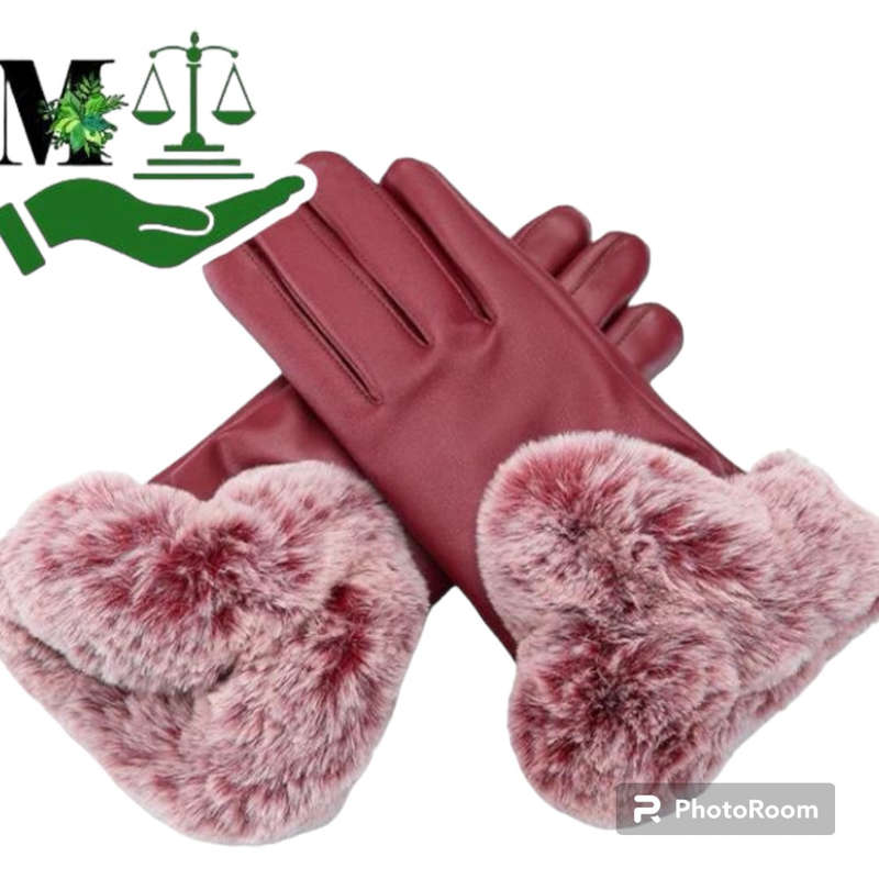 Women Winter Gloves Faux Rabbit PU Leather Touch Screen Mittens Lady Female Outdoor Driving Warm ...
