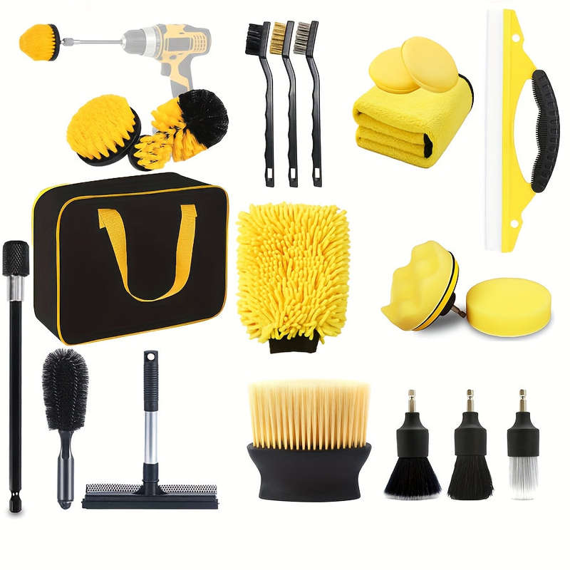 Car Cleaning Kit (20 Pieces) - Car Washing Products for Interior/Exterior - Car Detailing Brushes...