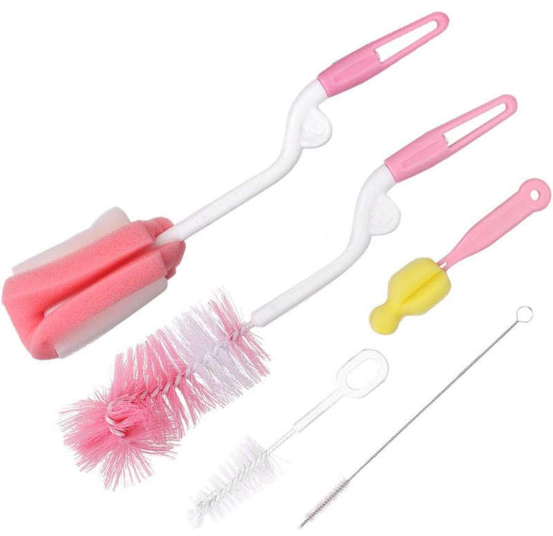 Bottle Brush, Practical 5 Pcs Feeding Bottle Cleaning Brush, Soft for Washing Cleaning Baby Bottl...