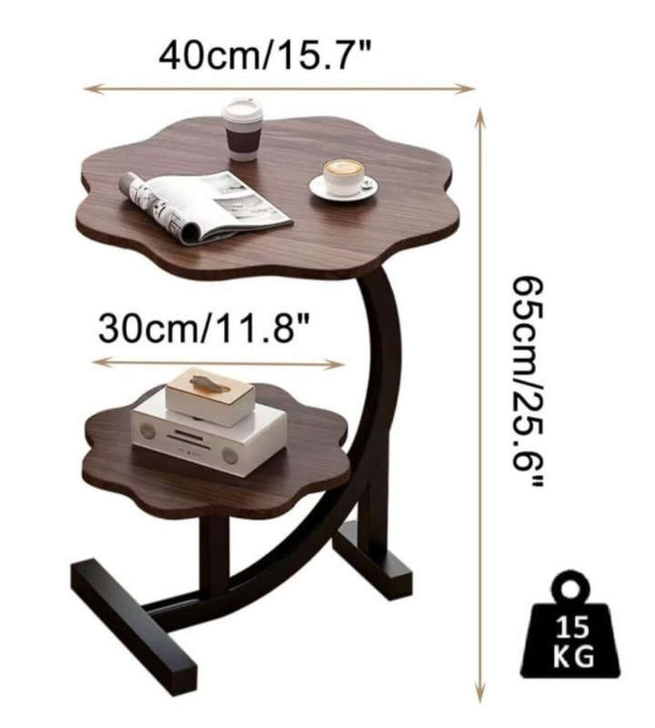 Nordic C Shaped Side Table for Couch and Bed, Small Modern Flower End Table with 2 Tier,Perfect f...