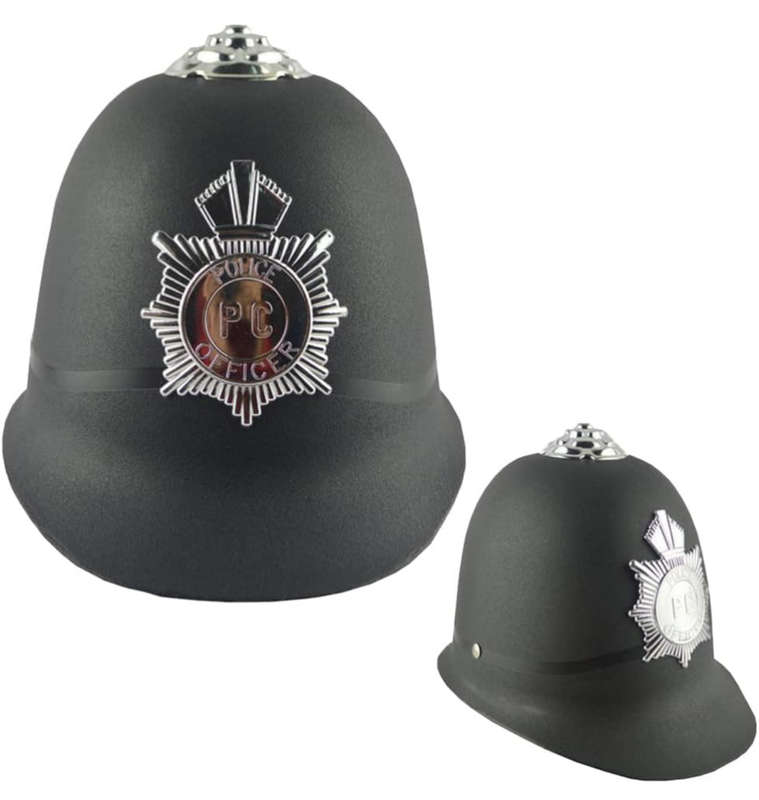 London Bobby Helmet Cosplay British Hat Plastic Cop Officer Hat British Bobby Helmet Hat Badge Ca...